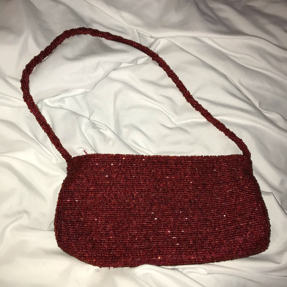 Moyna red beaded bag
